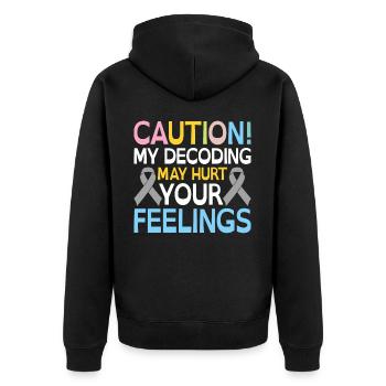 Lustiges Legasthenie-Bewusstsein - Unisex Premium Bio Zip Hoodie - Schwarz - Hinten - Nico (187cm)