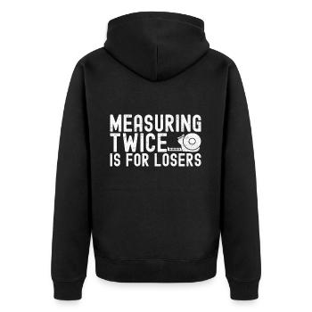 Tiler Floor Layer - Unisex Premium Organic Zip Hoodie - black - Back - Nico (187cm)