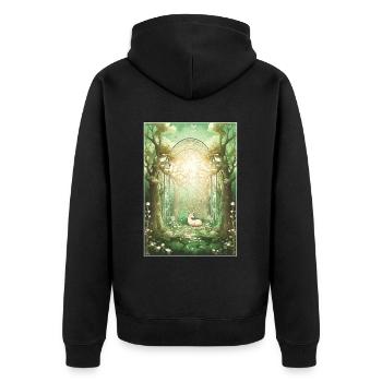 Mystical Forest Fairycore Cottagecore Aesthetic Na - Unisex Premium Bio Zip Hoodie - Schwarz - Hinten - Nico (187cm)