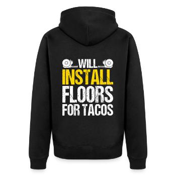 Tiler Floor Layer - Unisex Premium Organic Zip Hoodie - black - Back - Nico (187cm)