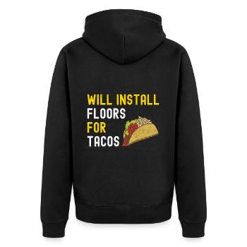 Tiler Floor Layer - Unisex Premium Organic Zip Hoodie - black - Back - Nico (187cm)