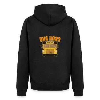 Busfahrer - Unisex Premium Bio Zip Hoodie - Schwarz - Hinten - Nico (187cm)