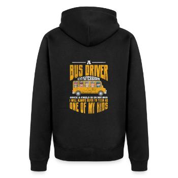 Busfahrer - Unisex Premium Bio Zip Hoodie - Schwarz - Hinten - Nico (187cm)