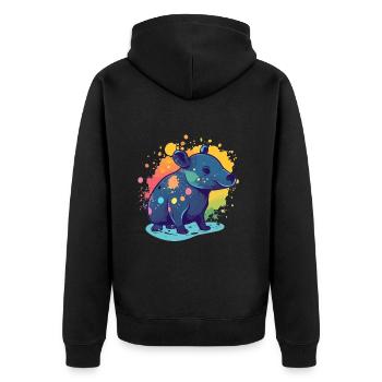 Süßer Anime -Stil Malayan Kawaii - Unisex Premium Bio Zip Hoodie - Schwarz - Hinten - Nico (187cm)