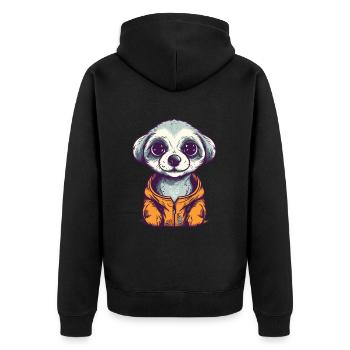 Süßer Anime -Stil Meerkat Kawaii - Unisex Premium Bio Zip Hoodie - Schwarz - Hinten - Nico (187cm)