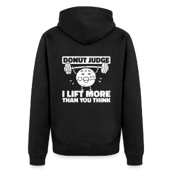 Donut Fitness Lustig Donut Gym - Unisex Premium Bio Zip Hoodie - Schwarz - Hinten - Nico (187cm)