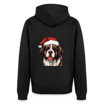 Saint Bernand Dog Christmas Portrait Xmas - Unisex Premium Organic Zip Hoodie - black - Back - Nico (187cm)