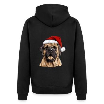 Boerboel Dog Christmas Portrait Xmas - Unisex Premium Organic Zip Hoodie - black - Back - Nico (187cm)