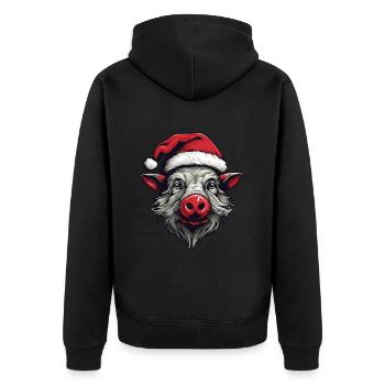Sanglier Noël Animal Portrait Noël - Veste à capuche bio Premium Unisexe - noir - Dos - Nico (187cm)