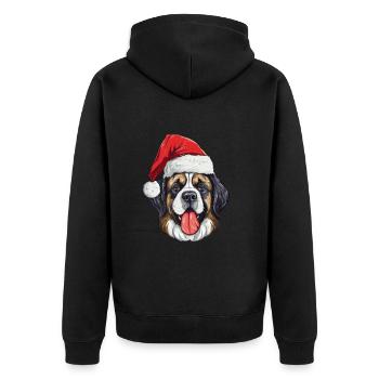 Saint Bernand Dog Christmas Funny Xmas - Unisex Premium Organic Zip Hoodie - black - Back - Nico (187cm)