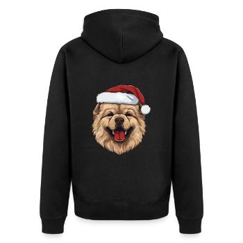 Chow Chow Chien Noël Drôle Noël - Veste à capuche bio Premium Unisexe - noir - Dos - Nico (187cm)
