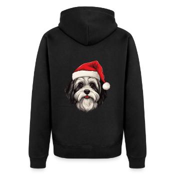 Havanese Dog Christmas Funny Xmas - Unisex Premium Organic Zip Hoodie - black - Back - Nico (187cm)