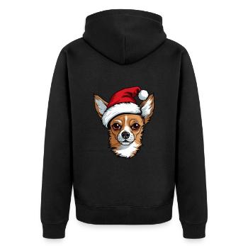 Chihuahua Dog Christmas Funny Xmas - Unisex Premium Organic Zip Hoodie - black - Back - Nico (187cm)