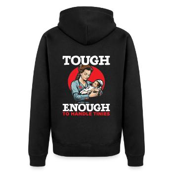 Examinierte Krankenschwester Medizinische Medizin Neugeborene Krankenschwester - Unisex Premium Bio Zip Hoodie - Schwarz - Hinten - Nico (187cm)