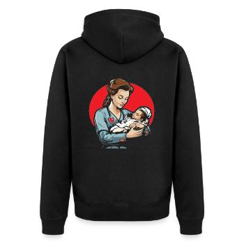 Examinierte Krankenschwester Medizinische Medizin Neugeborene Krankenschwester - Unisex Premium Bio Zip Hoodie - Schwarz - Hinten - Nico (187cm)