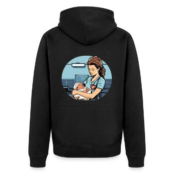 Examinierte Krankenschwester Medizinische Medizin Neugeborene Krankenschwester - Unisex Premium Bio Zip Hoodie - Schwarz - Hinten - Nico (187cm)