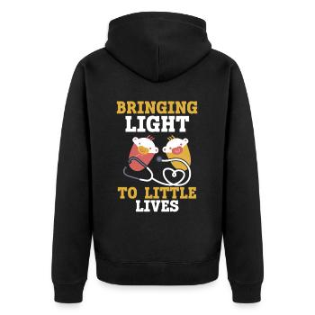 Examinierte Krankenschwester Medizinische Medizin Neugeborene Krankenschwester - Unisex Premium Bio Zip Hoodie - Schwarz - Hinten - Nico (187cm)