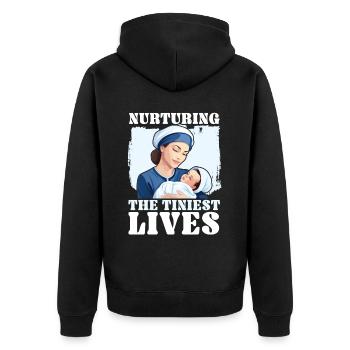 Registered Nurse Medical Medicine Neonatal Nurse - Unisex Premium Organic Zip Hoodie - black - Back - Nico (187cm)