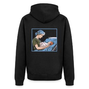Examinierte Krankenschwester Medizinische Medizin Neugeborene Krankenschwester - Unisex Premium Bio Zip Hoodie - Schwarz - Hinten - Nico (187cm)