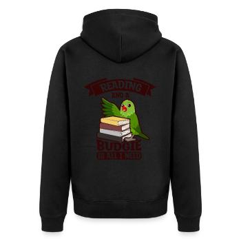Papagei Sittich - Unisex Premium Bio Zip Hoodie - Schwarz - Hinten - Nico (187cm)