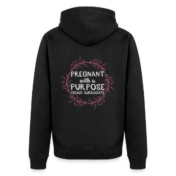 Pregnant With A Purpose Proud Leihmutter - Unisex Premium Bio Zip Hoodie - Schwarz - Hinten - Nico (187cm)