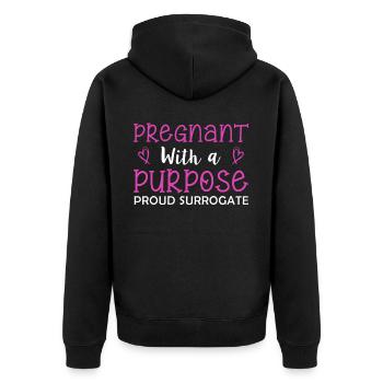 Pregnant With A Purpose Proud Leihmutter - Unisex Premium Bio Zip Hoodie - Schwarz - Hinten - Nico (187cm)