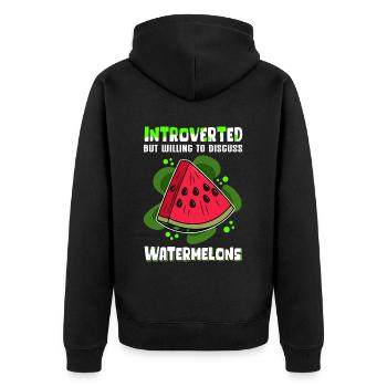 Watermelon Angurie Arbuse Pastry Gift - Unisex Premium Organic Zip Hoodie - black - Back - Nico (187cm)