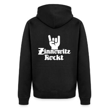 Zinnowitz Sprüche - Unisex Premium Bio Zip Hoodie - Schwarz - Hinten - Nico (187cm)
