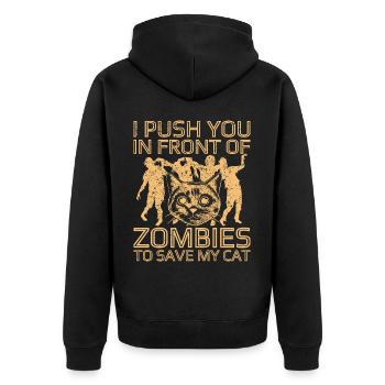 Des zombies qui fuient pour sauver mon chat - Veste à capuche bio Premium Unisexe - noir - Dos - Nico (187cm)