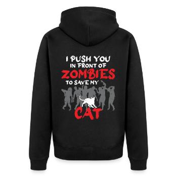 Des zombies qui fuient pour sauver mon chat - Veste à capuche bio Premium Unisexe - noir - Dos - Nico (187cm)