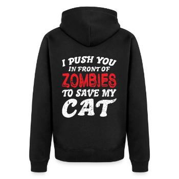 Des zombies qui fuient pour sauver mon chat - Veste à capuche bio Premium Unisexe - noir - Dos - Nico (187cm)