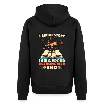Astronome Une petite histoire Je suis un fier astrophysicien - Veste à capuche bio Premium Unisexe - noir - Dos - Nico (187cm)