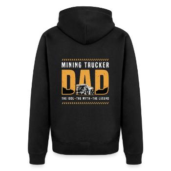 Mining Trucker Dad The Idol The Mining Equipment - Unisex Premium Bio Zip Hoodie - Schwarz - Hinten - Nico (187cm)