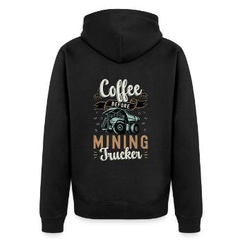 Café de camionneur minier avant l’amateur de café de mineur - Veste à capuche bio Premium Unisexe - noir - Dos - Nico (187cm)