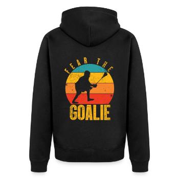 Lacrosse Girl Lax Girl Spieler Frauen - Unisex Premium Bio Zip Hoodie - Schwarz - Hinten - Nico (187cm)