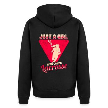 Lacrosse Girl Lax Girl Spieler Frauen - Unisex Premium Bio Zip Hoodie - Schwarz - Hinten - Nico (187cm)