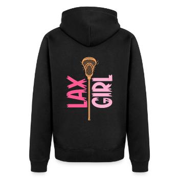 Lacrosse Girl Lax Girl Spieler Frauen - Unisex Premium Bio Zip Hoodie - Schwarz - Hinten - Nico (187cm)