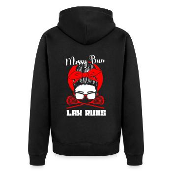 Lacrosse Girl Lax Girl Spieler Frauen - Unisex Premium Bio Zip Hoodie - Schwarz - Hinten - Nico (187cm)