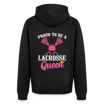 Lacrosse Girl Lax Girl Spieler Frauen - Unisex Premium Bio Zip Hoodie - Schwarz - Hinten - Nico (187cm)