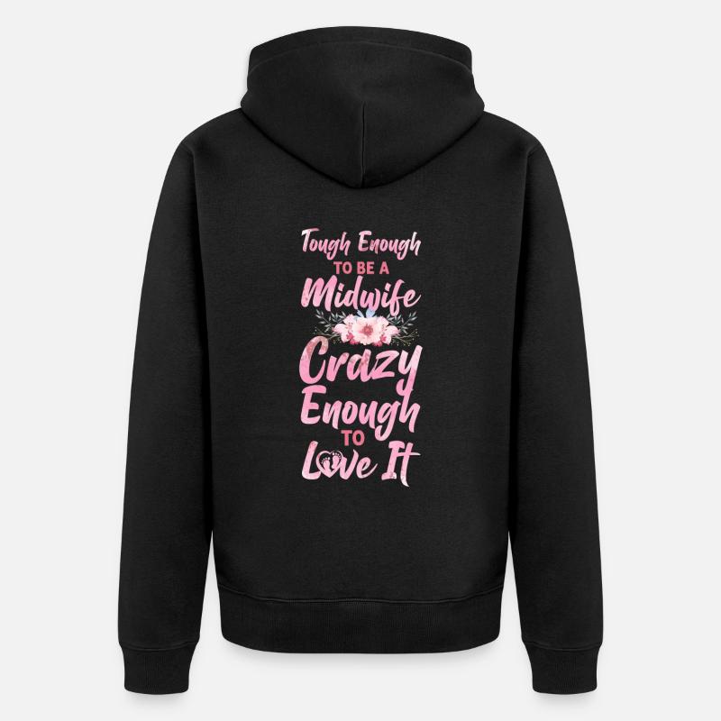 Infirmière Sage-Femme Accoucheuse Dur - Veste à capuche bio Premium Unisexe - noir