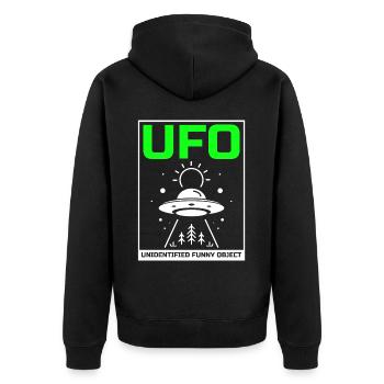 Alien, UFO, UAP, Space, Space Flying Object - Unisex Premium Organic Zip Hoodie - black - Back - Nico (187cm)