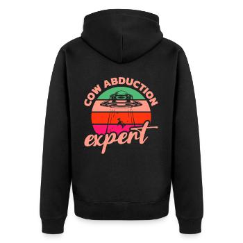 Alien, UFO, UAP, Space, Weltraum Flugobjekt - Unisex Premium Bio Zip Hoodie - Schwarz - Hinten - Nico (187cm)