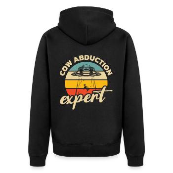 Alien, UFO, UAP, Space, Weltraum Flugobjekt - Unisex Premium Bio Zip Hoodie - Schwarz - Hinten - Nico (187cm)