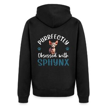 Obsédé par le Sphynx - Veste à capuche bio Premium Unisexe - noir - Dos - Nico (187cm)