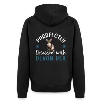 Obsédé par Devon Rex - Veste à capuche bio Premium Unisexe - noir - Dos - Nico (187cm)