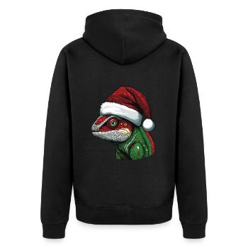 Caméléon Noël Animal Portrait Noël - Veste à capuche bio Premium Unisexe - noir - Dos - Nico (187cm)