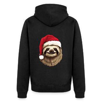 Paresseux Noël Animal Portrait Noël - Veste à capuche bio Premium Unisexe - noir - Dos - Nico (187cm)