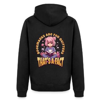 Bookmarks are for Quitters - Kawaii Anime Girl - Unisex Premium Organic Zip Hoodie - black - Back - Nico (187cm)