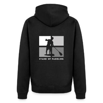 SUP board paddleboarding paddel supboard Stand Up - Unisex Premium Bio Zip Hoodie - Schwarz - Hinten - Nico (187cm)