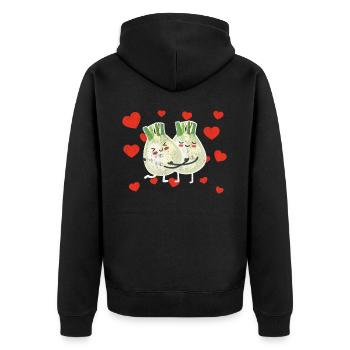 Cute Fennel Couple Hugging Fennel Fruits - Unisex Premium Bio Zip Hoodie - Schwarz - Hinten - Nico (187cm)